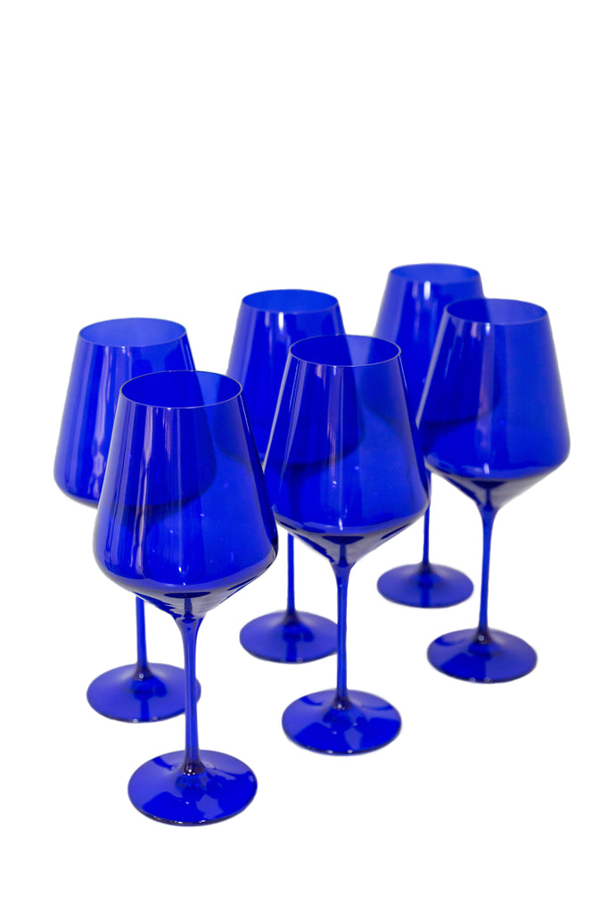 Wine Stemware, Set of 6 Royal Blue