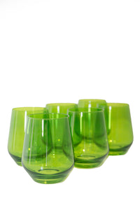Wine Stemless, Set of 6 Forest Green