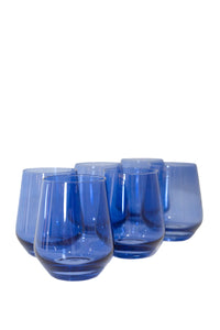 Wine Stemless, Set of 6 Colbalt Blue