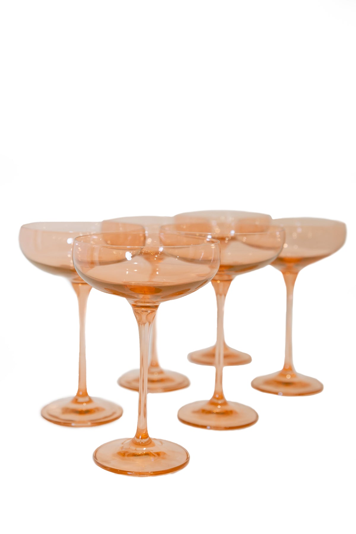 Champagne Coupe Stemware, Set of 6 Blush Pink