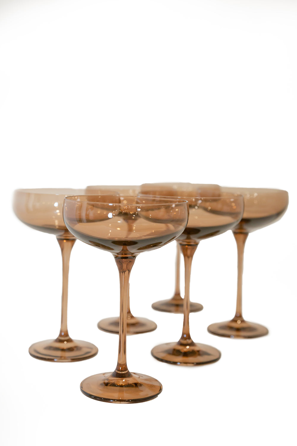 Champagne Coupe Stemware, Set of 6 Amber Smoke