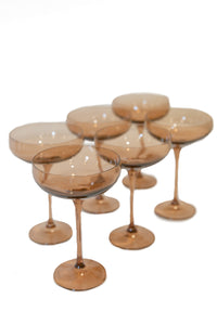 Champagne Coupe Stemware, Set of 6 Amber Smoke