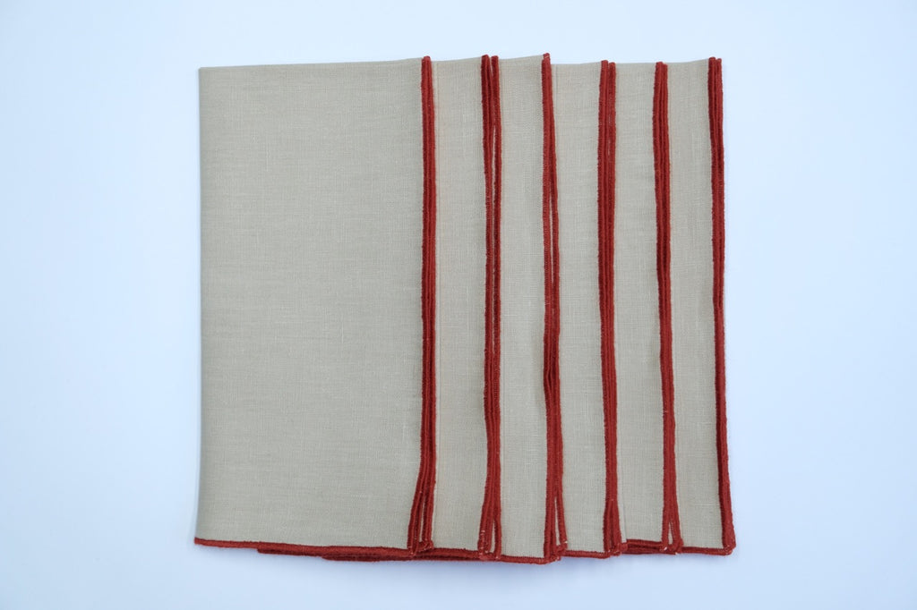 Sand Napkin Orange Small Trim, Set of 4