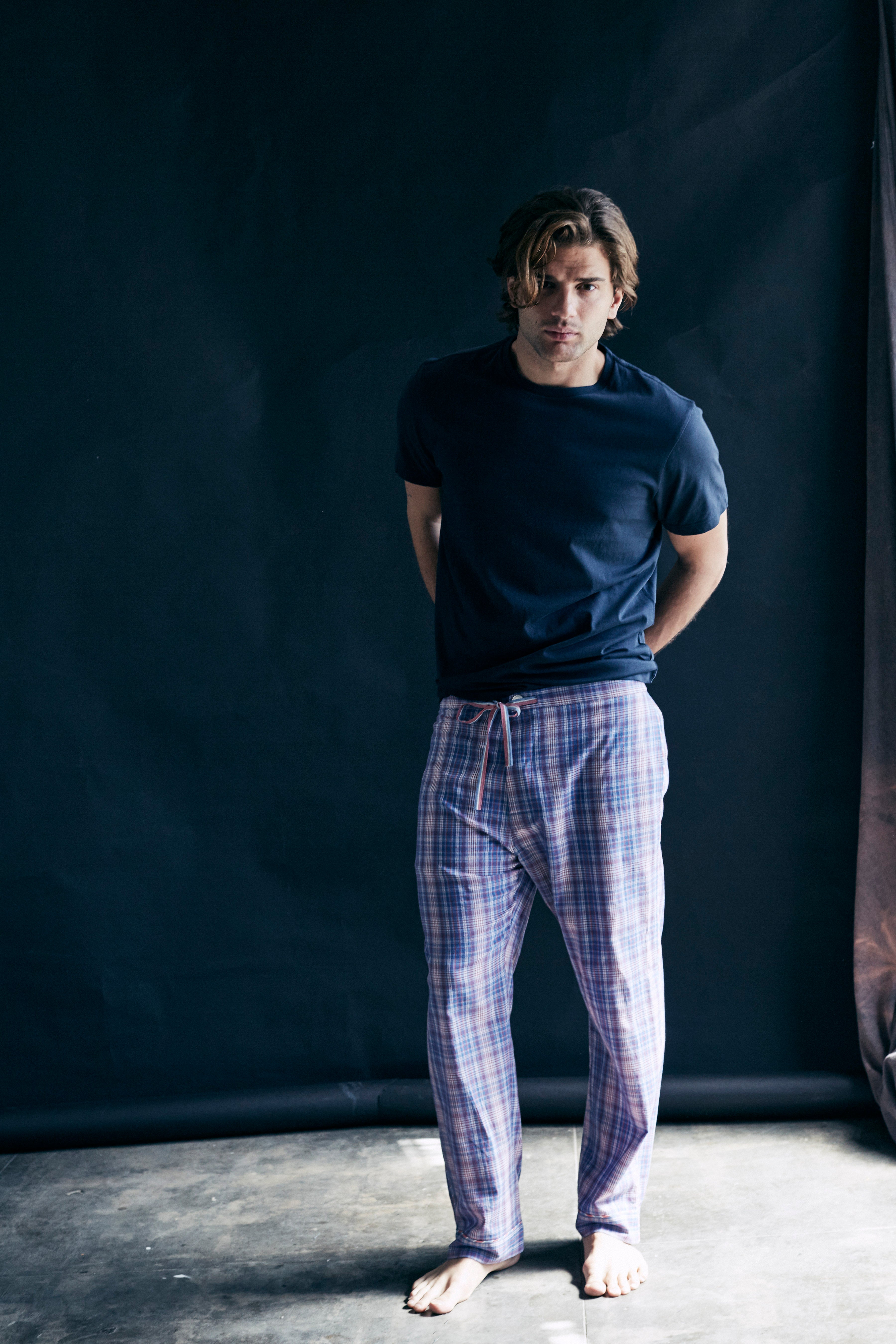 Saturn Men's Pajama Pant in Violet Plaid