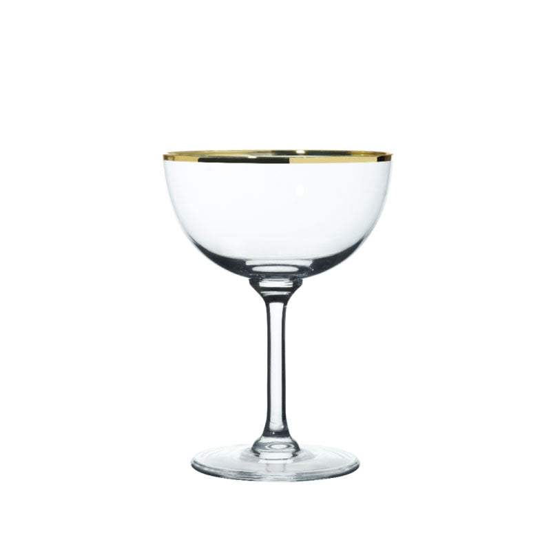 Crystal Champagne Saucers with Gold Rim Design