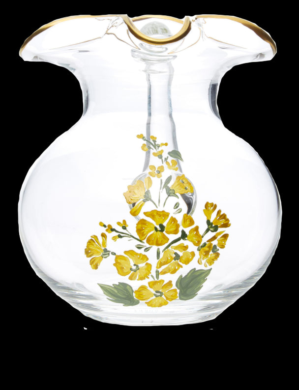 Murano Hand-Painted Jug in Yellow Floral