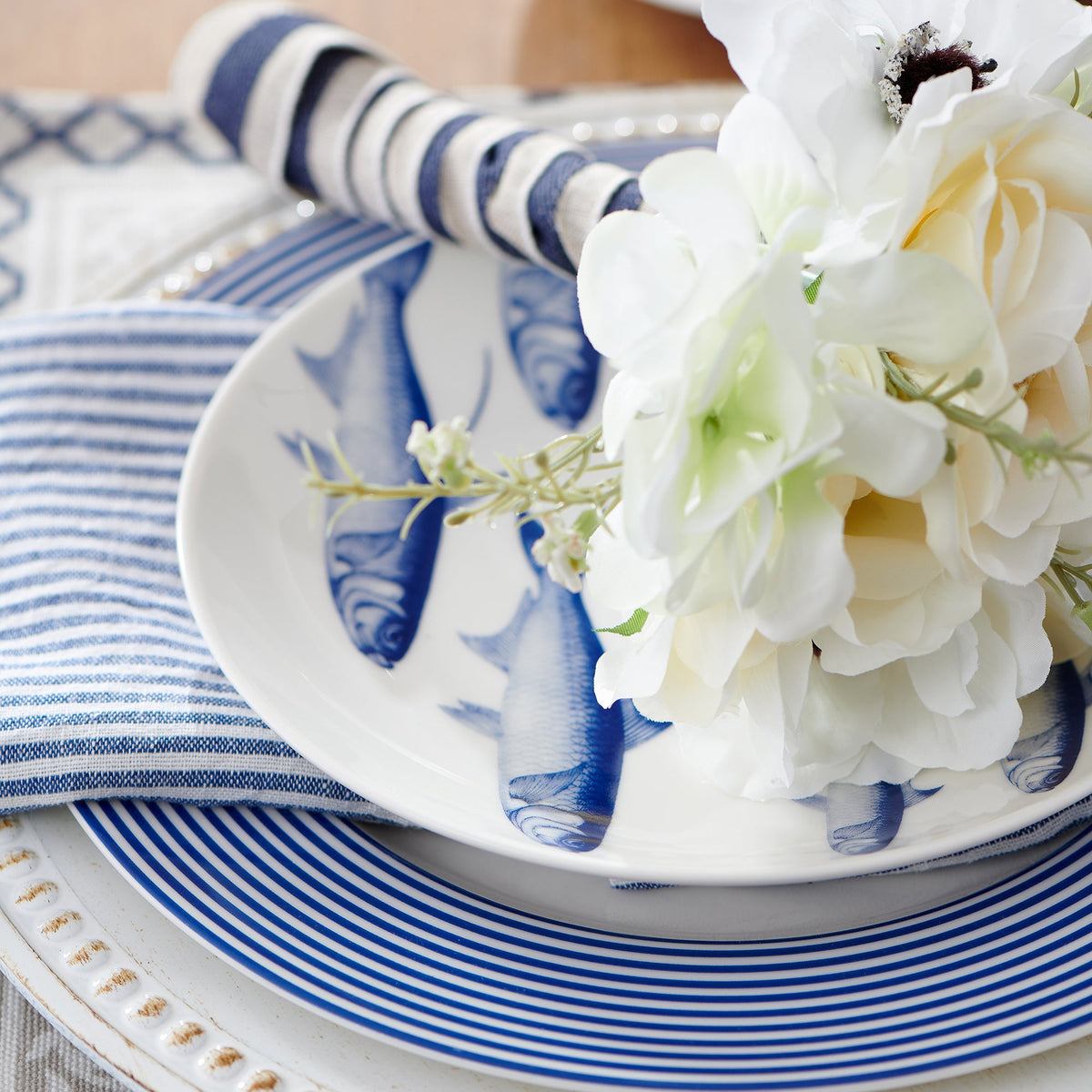 School of Fish Blue Coupe Salad Plate - Caskata
