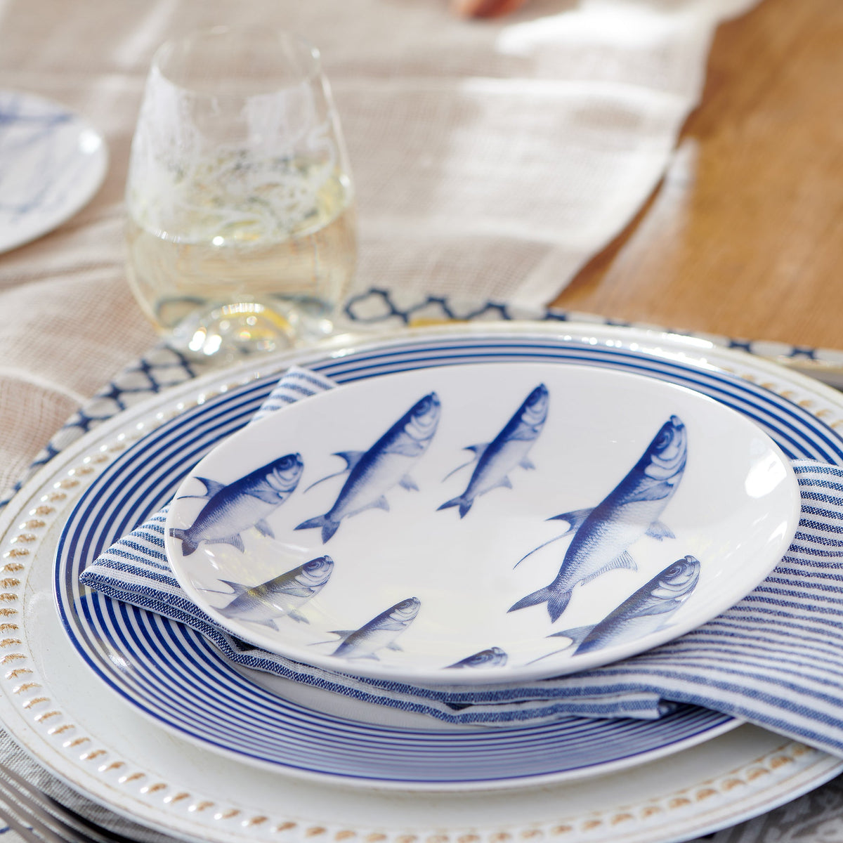 School of Fish Blue Coupe Salad Plate - Caskata