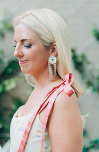 Mother of Pearl and Quartz and Embellished Tassel Earrings