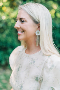 Mother of Pearl and Quartz and Embellished Tassel Earrings
