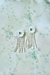 Mother of Pearl and Quartz and Embellished Tassel Earrings