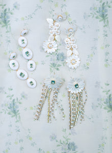 Mother of Pearl and Quartz and Embellished Tassel Earrings