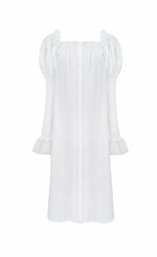 Opera Linen Dress in White | Over The Moon