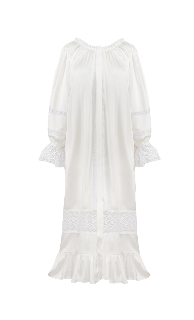 Paloma Silk Dress in Pearl White
