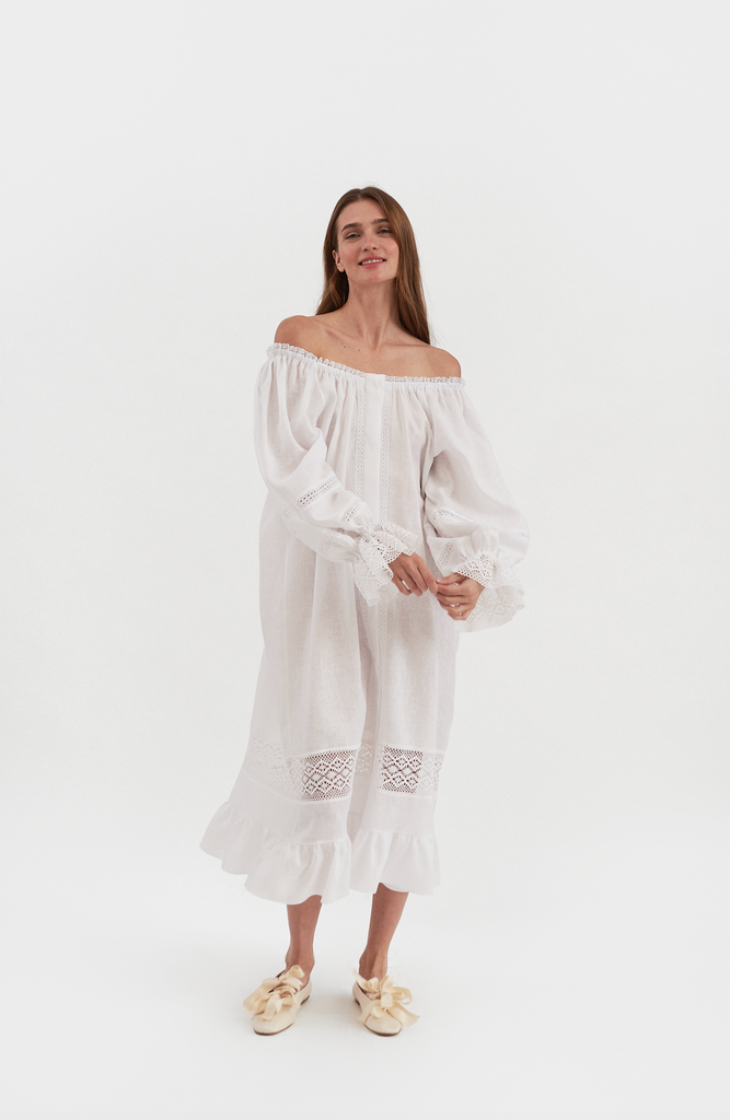 Paloma Linen Dress in White Paloma Linen Dress in White