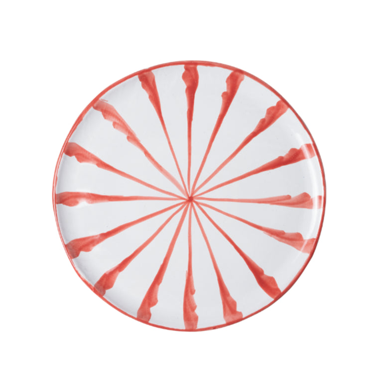 Casa Coral Dinner Plate with Candy Cane Stripes