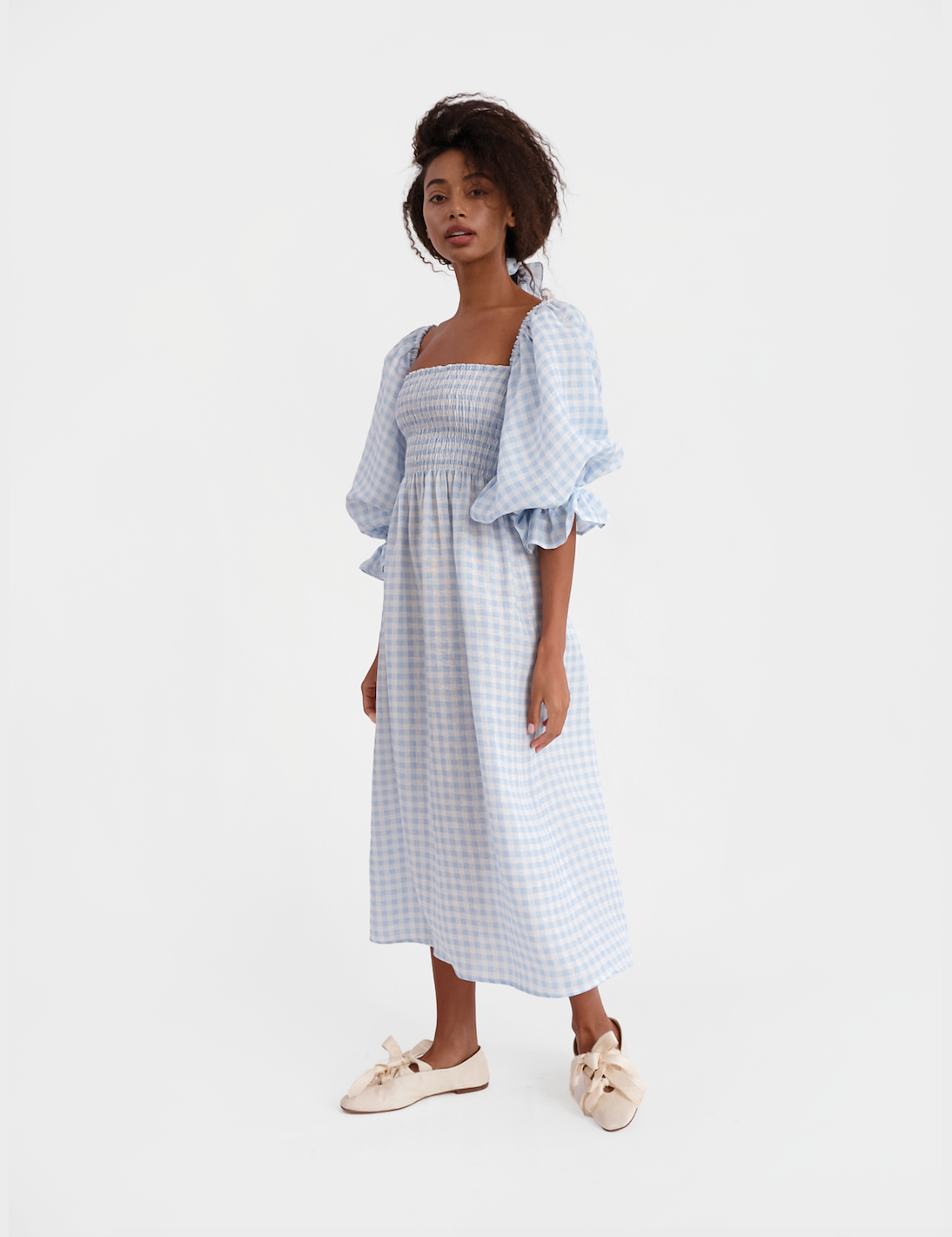 Atlanta Linen Dress in Blue Vichy