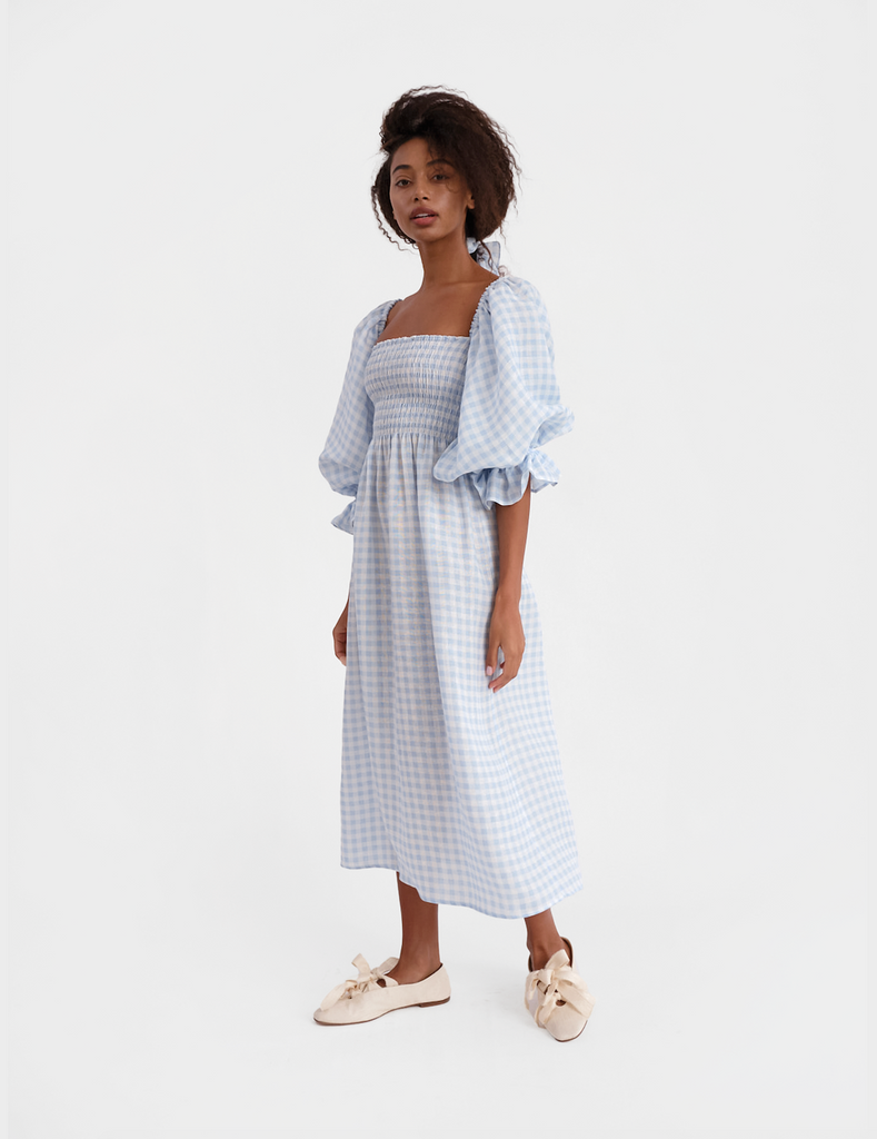 Atlanta Linen Dress in Blue Vichy Atlanta Linen Dress in Blue Vichy