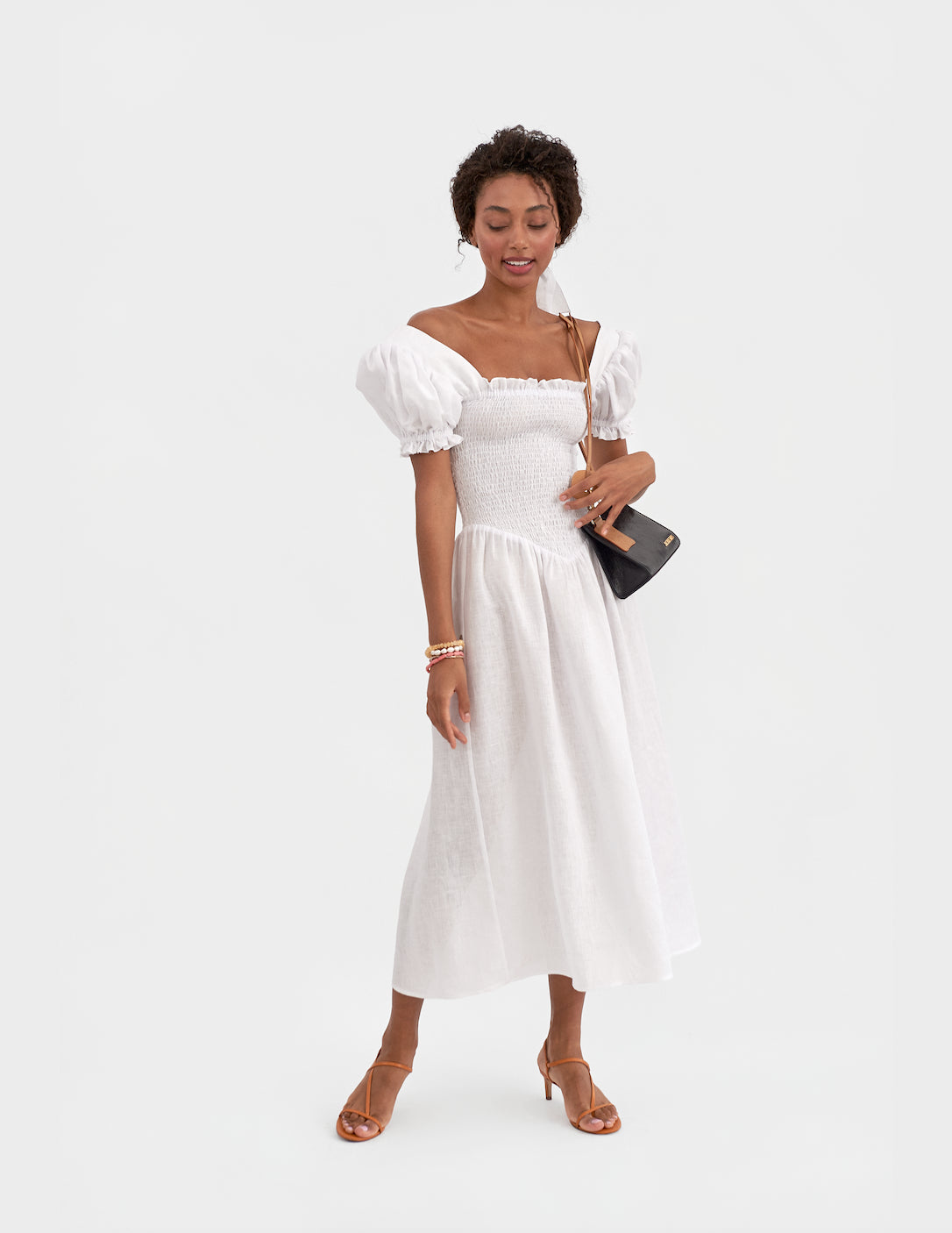 Belle Linen Dress in White