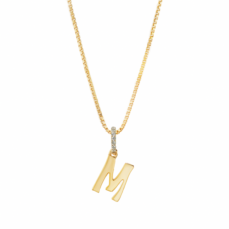 Letter Charm Diamond Necklace