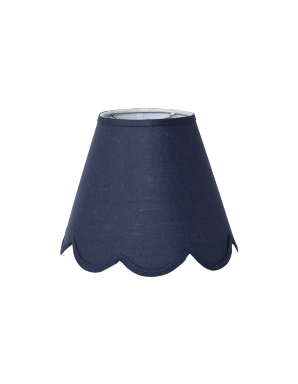 Scalloped Lampshade in Navy Linen
