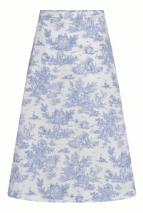 Roya Skirt in Blue Toile de Jouy