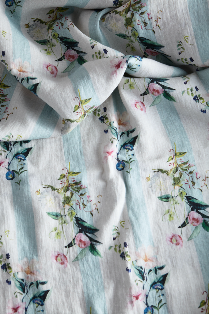 Flora Stripe Linen Tablecloth