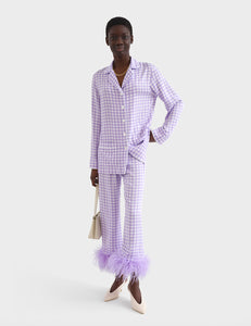 Party Pajama Set with Feathers in Lavender Vichy