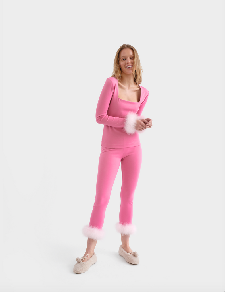 The Weekend Chic Set with Leggings in Pink