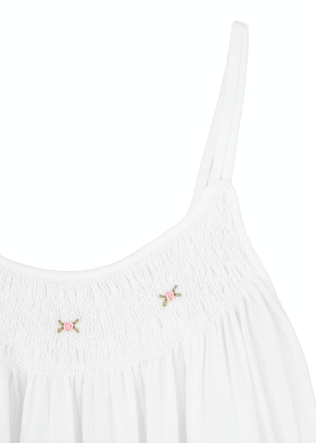 Chrissy White Cotton Nightgown with Hand Embroidered Pink Rosebuds Extra Small Chrissy White Cotton Nightgown with Hand Embroidered Pink Rosebuds Extra Small
