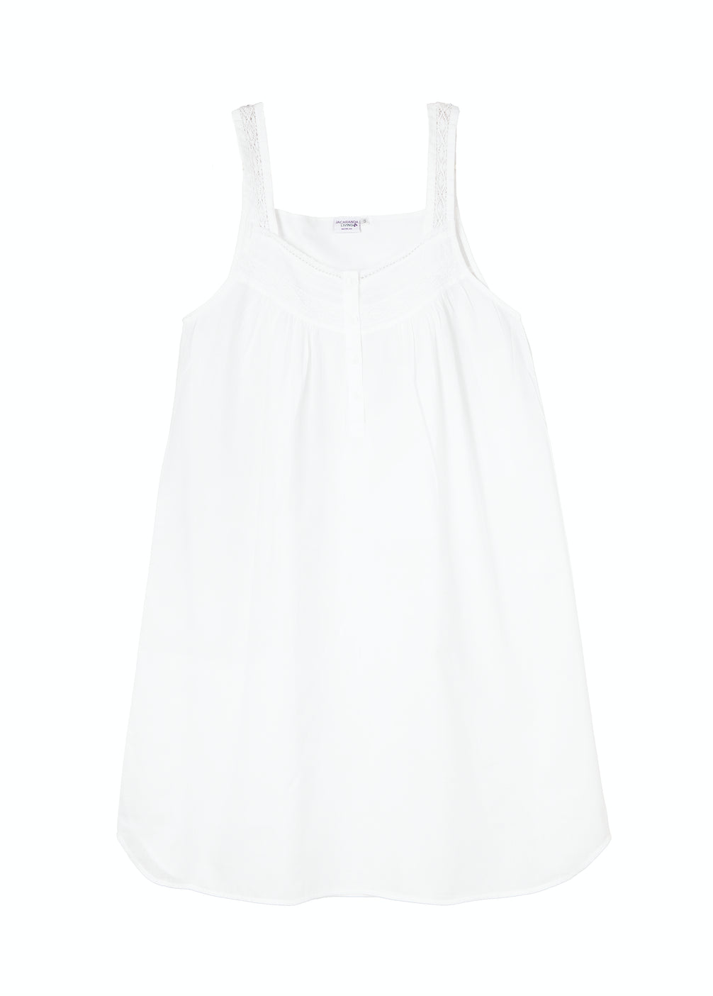 Joy White Cotton Sleeveless Nightgown with Buttons