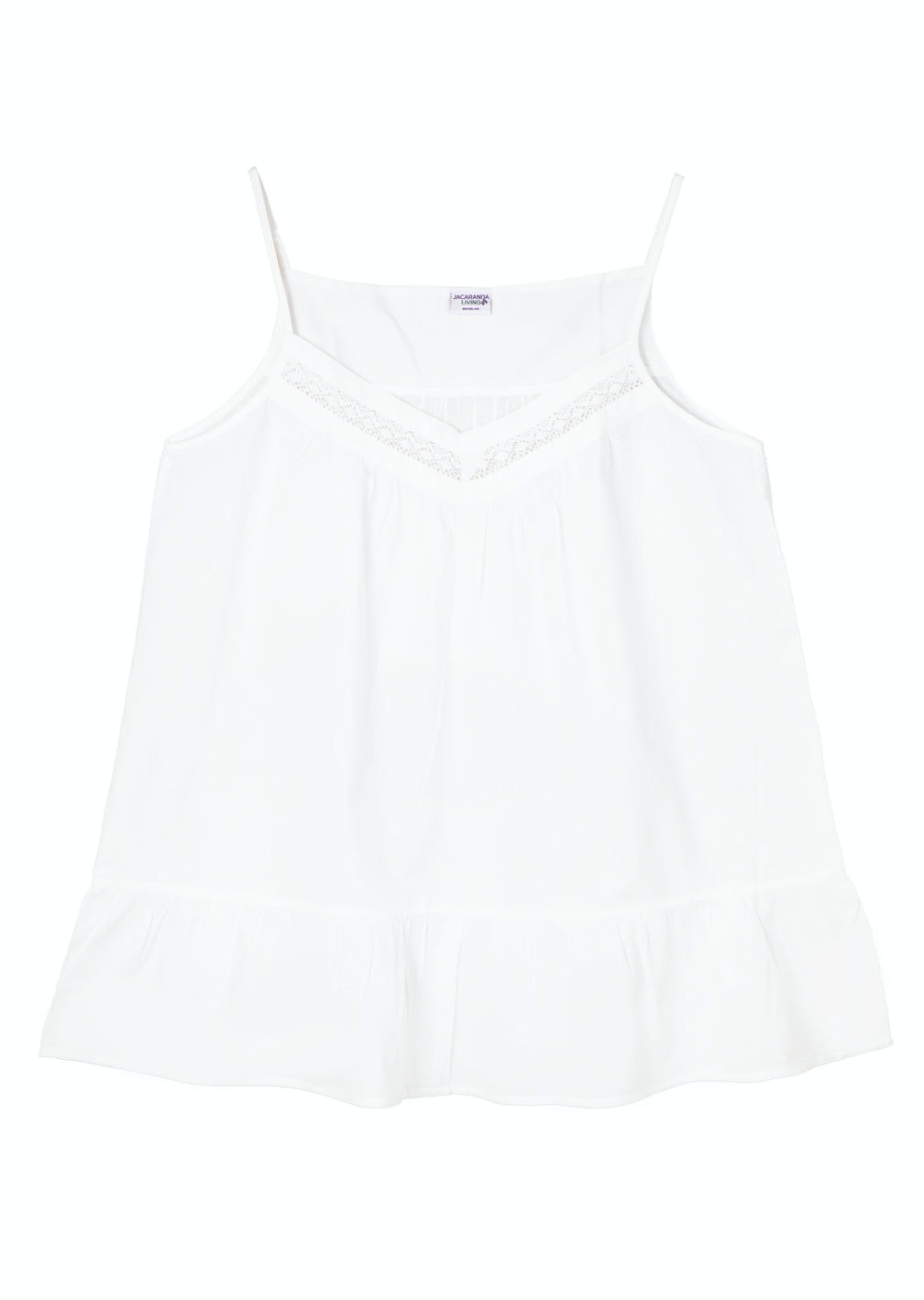 Kristen White Cotton Nightie with Short Ruffle Hem