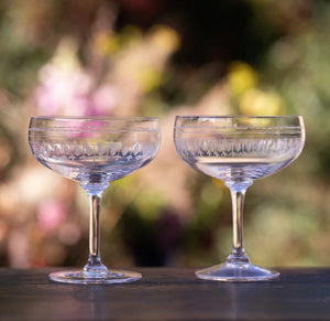 Crystal Cocktail Glasses with Ovals Design, Set of Four