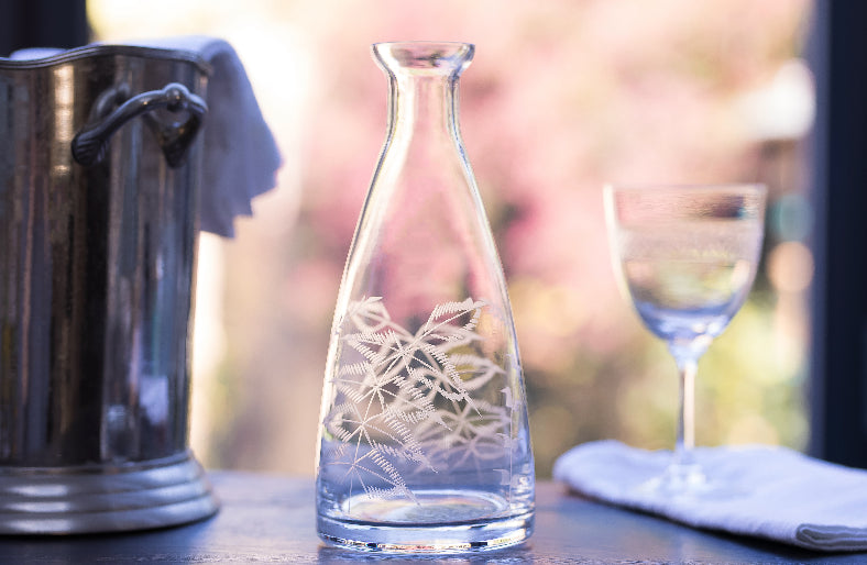 Crystal Table Carafe with Fern Design