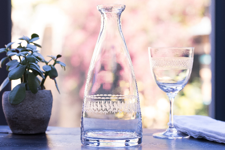 Crystal Table Carafe with Ovals Design