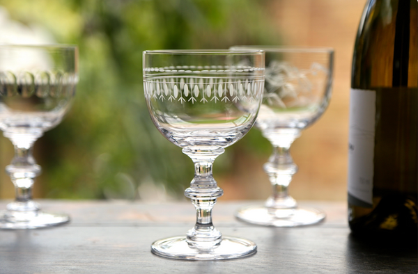 Crystal Wine Goblets with Ovals Design, Set of 4