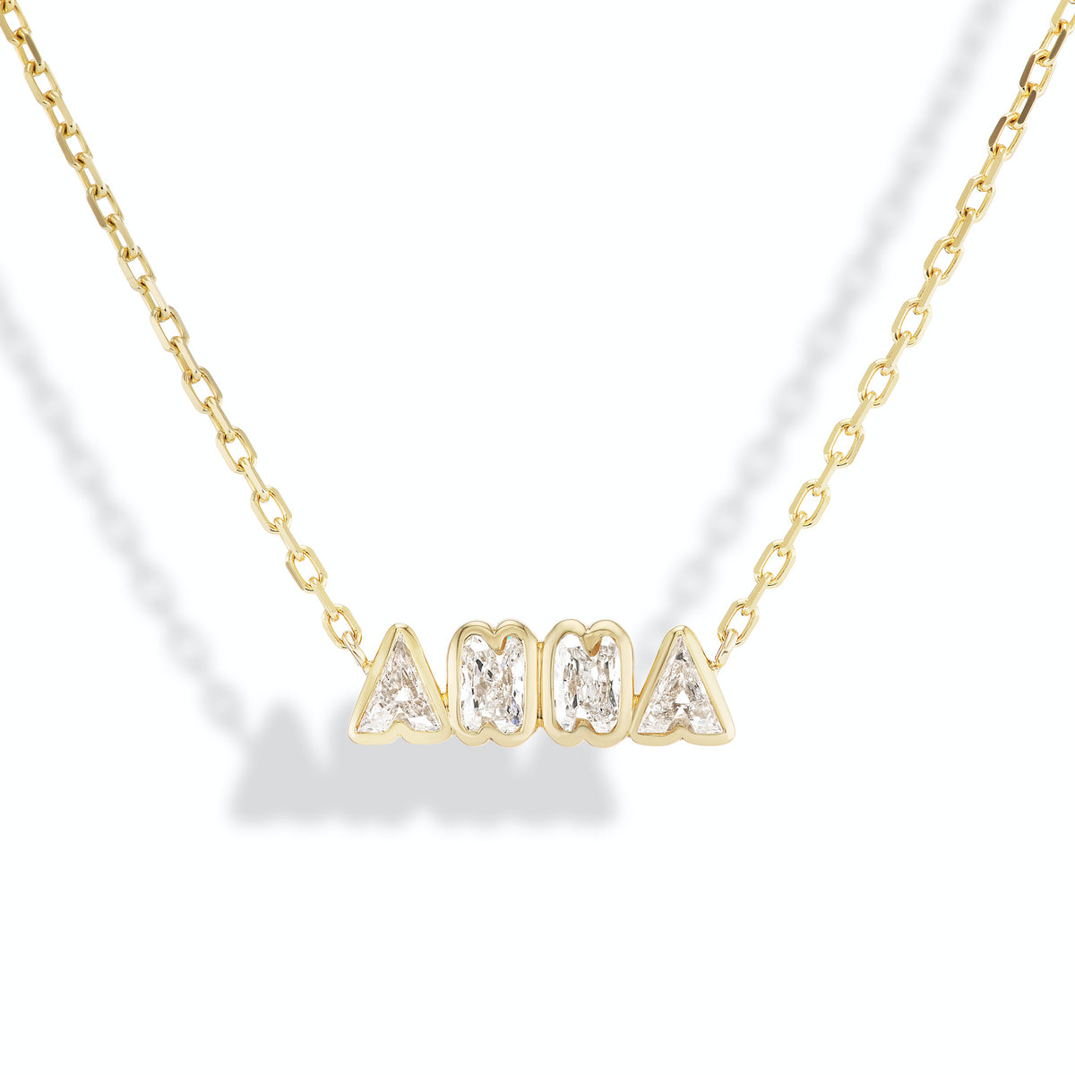 Bubble Bezel Diamond Name Necklace