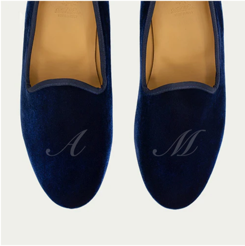 Men's Navy Blue Velvet Loafers