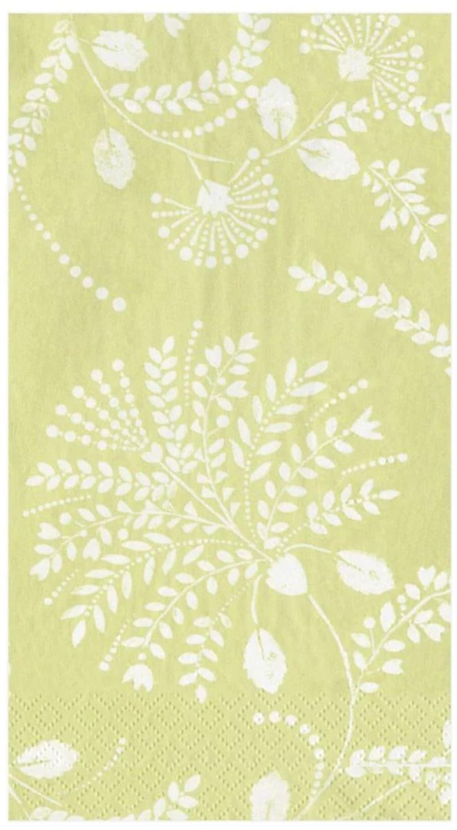 Caspari Trailing Floral Pale Green Guest Towels