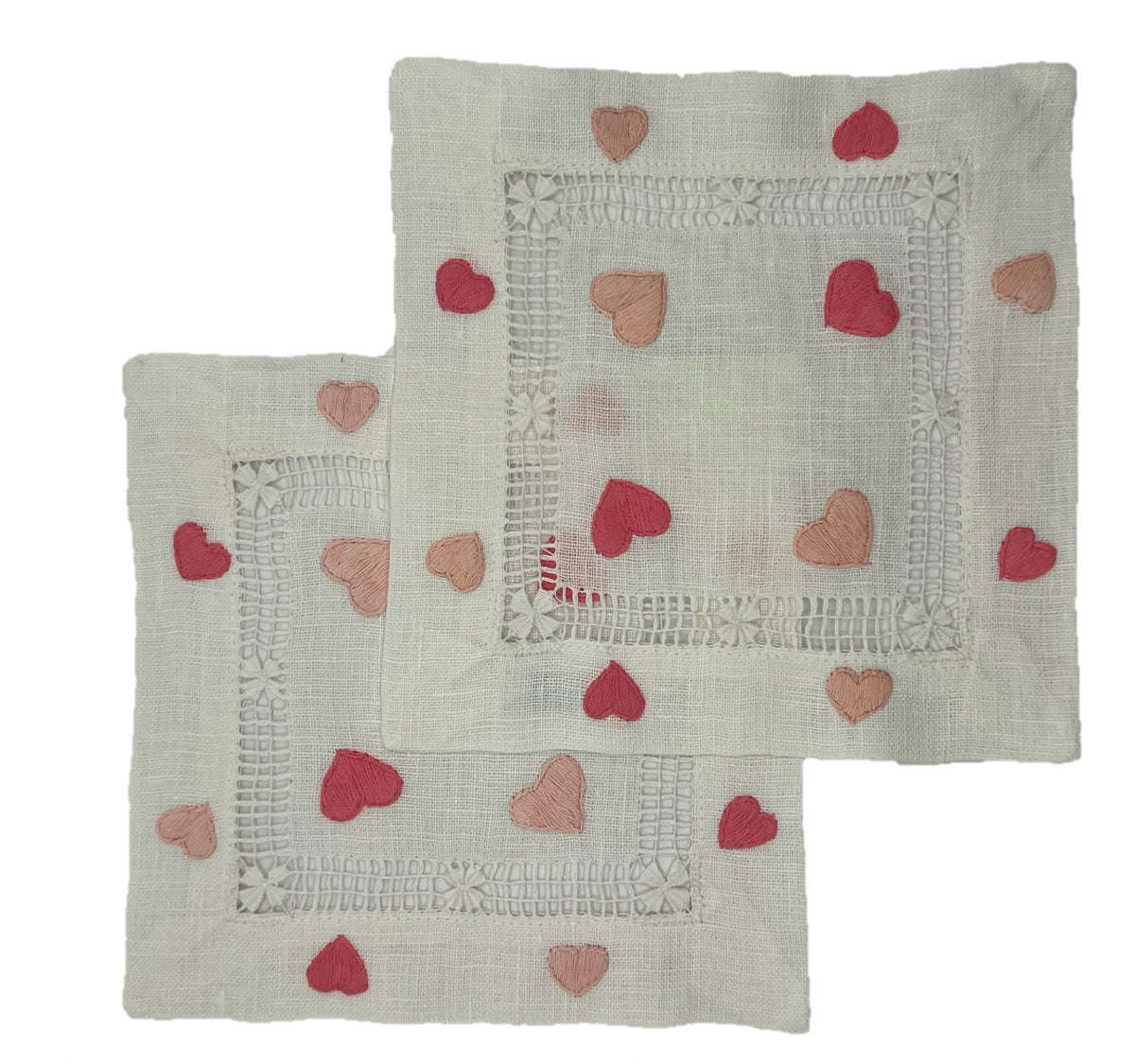 Pink and Blush Hearts Cocktail Napkin, Set of Two