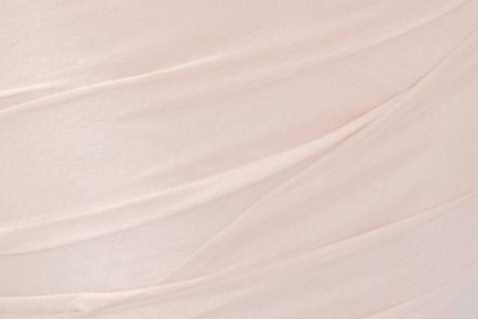 Close-up of Khloe Mini Dress showing blush pink ruched satin fabric