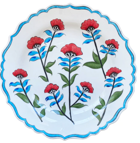 Dancing Poppies in Ivory Dinner Plate