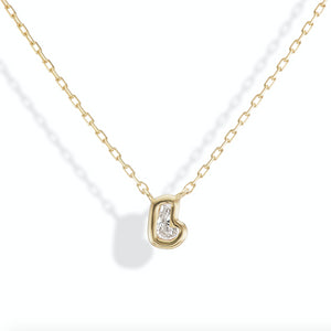 Bubble Bezel Necklace with White Diamond Letter