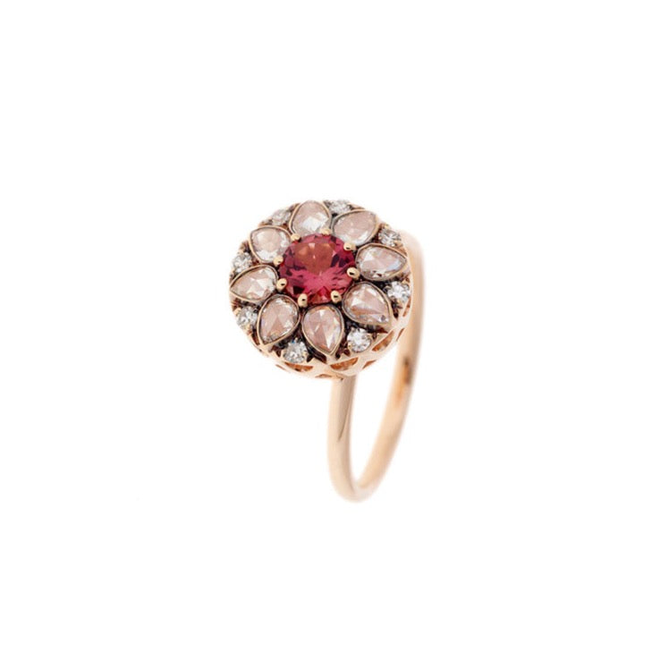 Rosace Pink Tourmaline And Diamond Ring