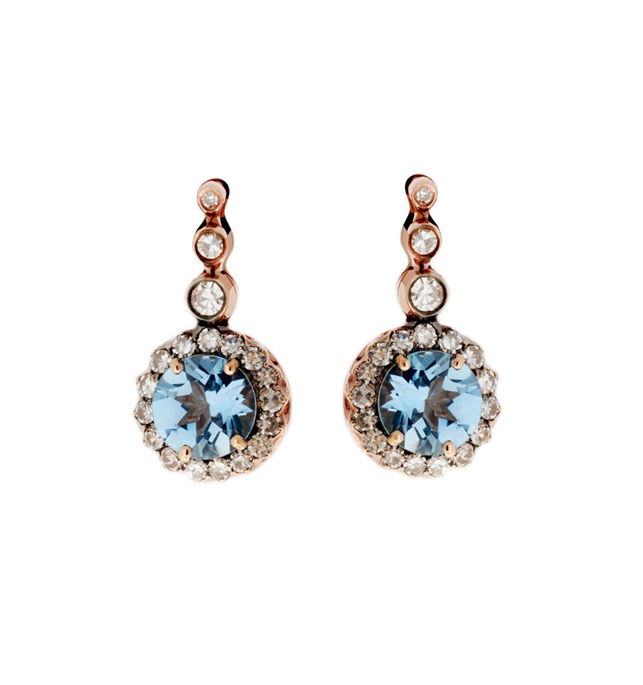 Aquamarines & Diamonds Earrings