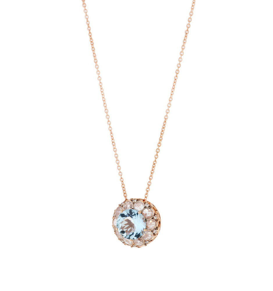 Aquamarine & Diamonds Pendant Necklace