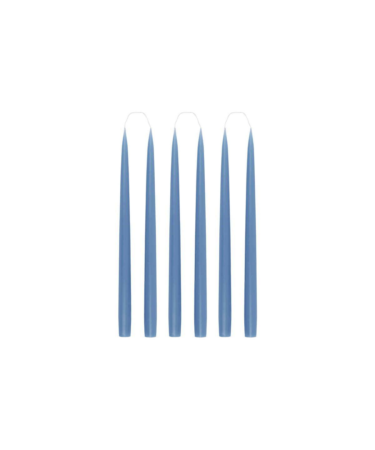 Danish Taper Candles in Cornflower, Set of 6