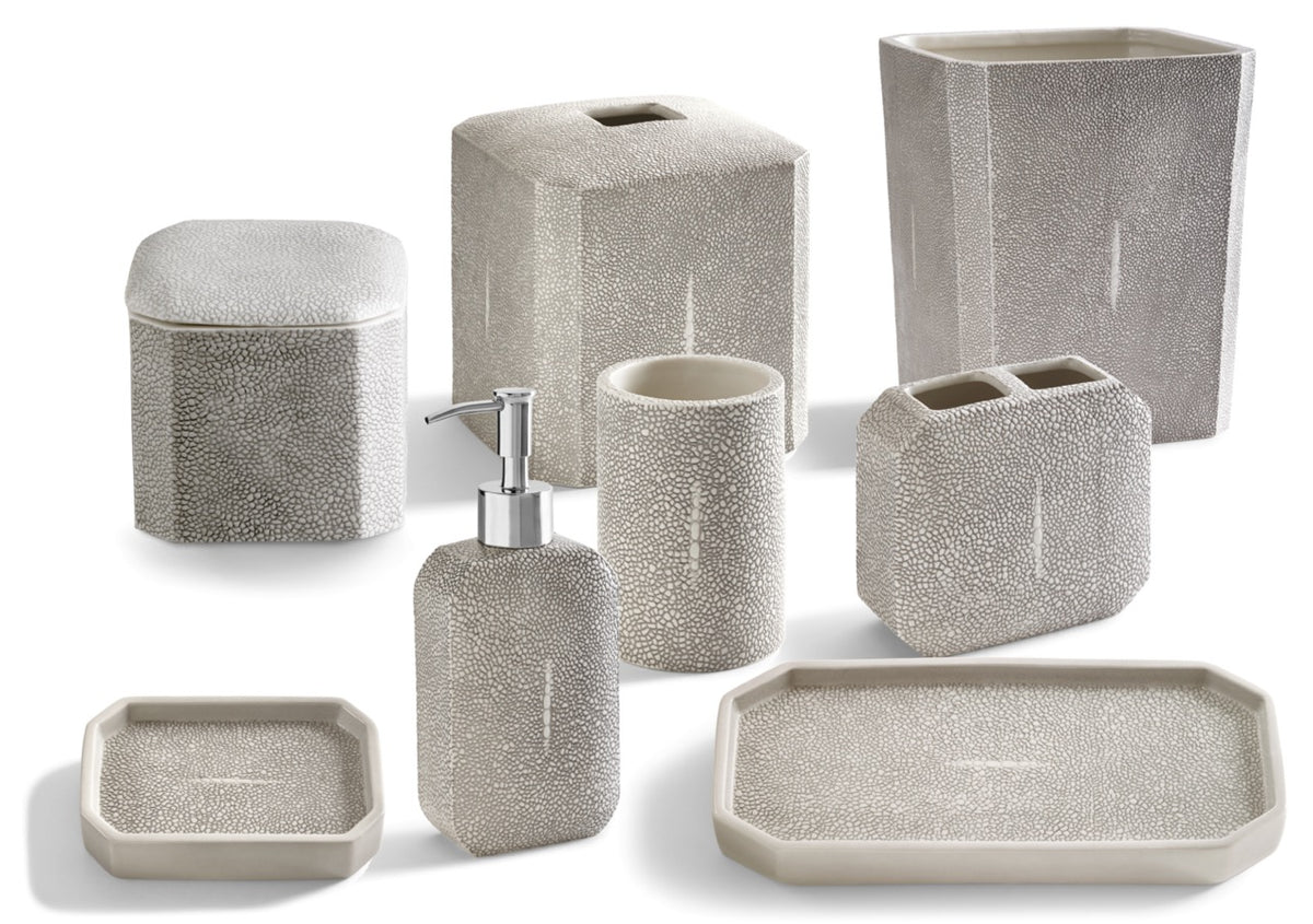 Shagreen Waste Basket in Gray