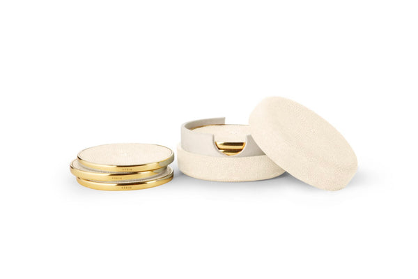 Aerin Shagreen Coasters in Cream, Set of 4