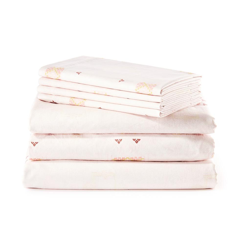 Blush Cactus Silk Sheet Set with Pillowcases